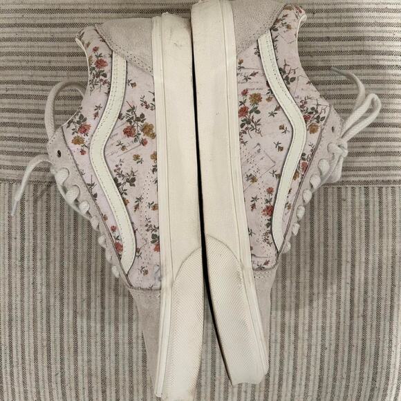 White and grey Vans Old Skool floral trainers mens 9.5 /womens 11 - Picture 3 of 8